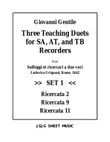 Three Teaching Duets for SA, AT, and TB Recorders - SET 1