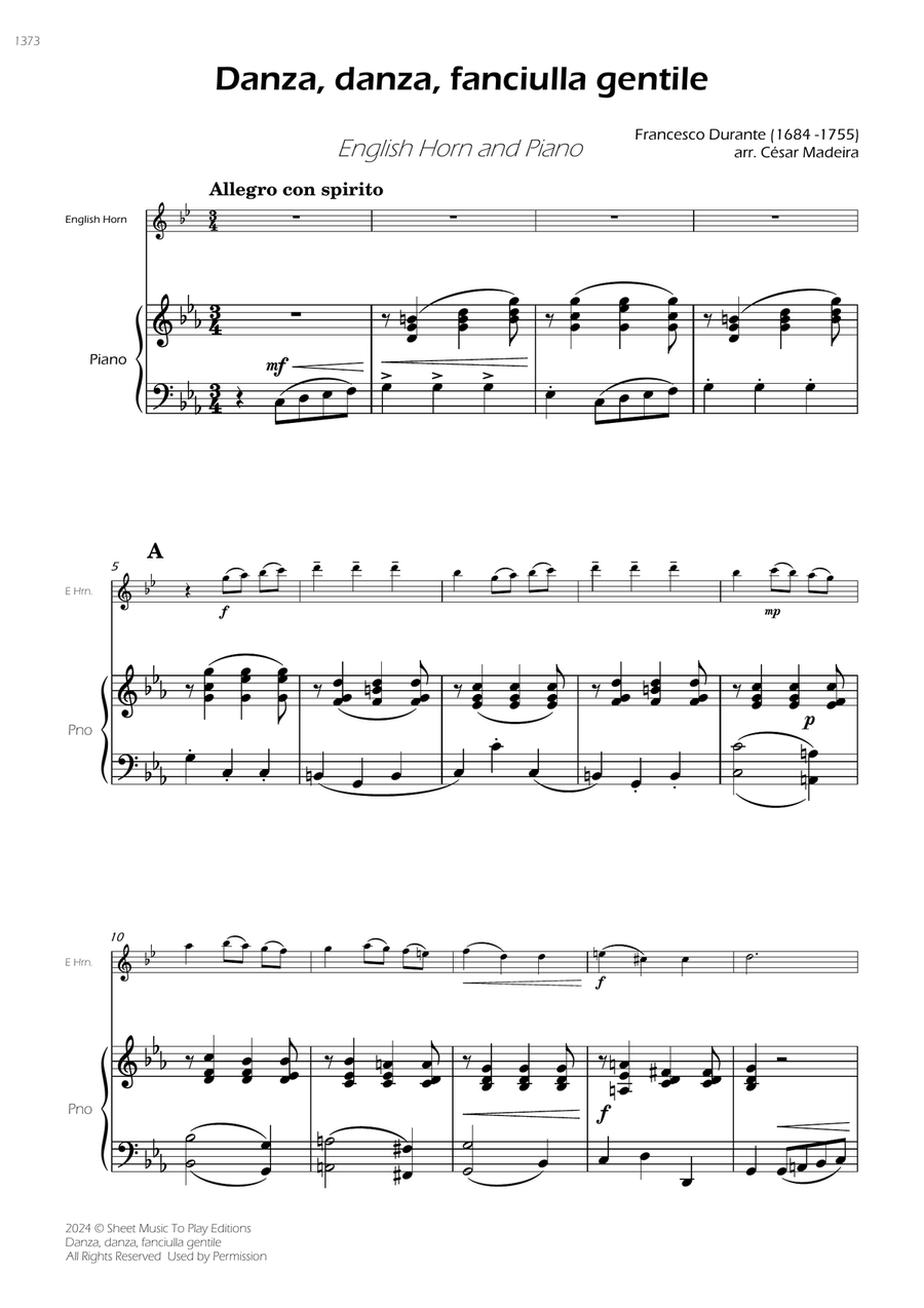 Danza, danza, fanciulla gentile - English Horn and Piano (Full Score and Parts) English Horn scores gallery preview page 3