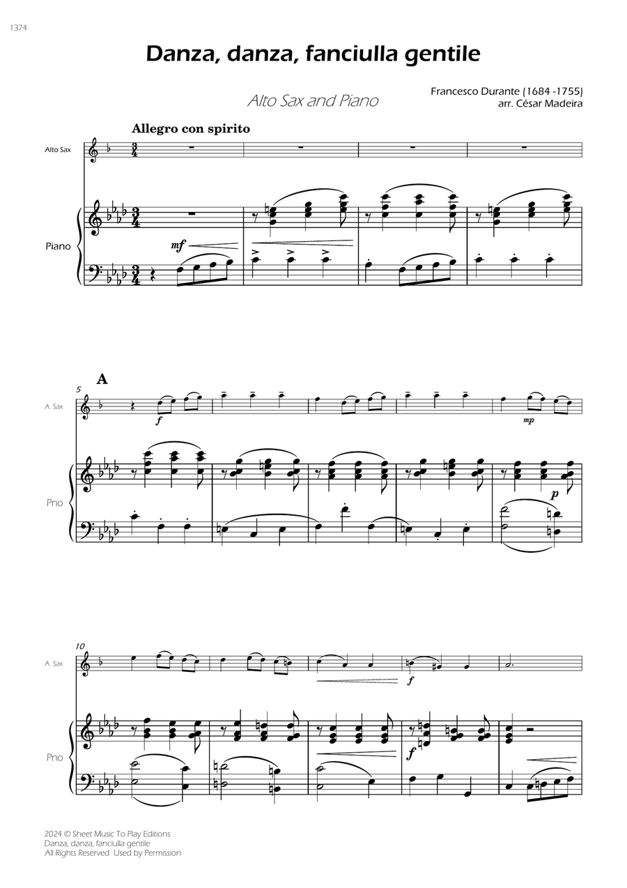 Danza, danza, fanciulla gentile - Alto Sax and Piano (Full Score and Parts) Alto Saxophone scores gallery preview page 3