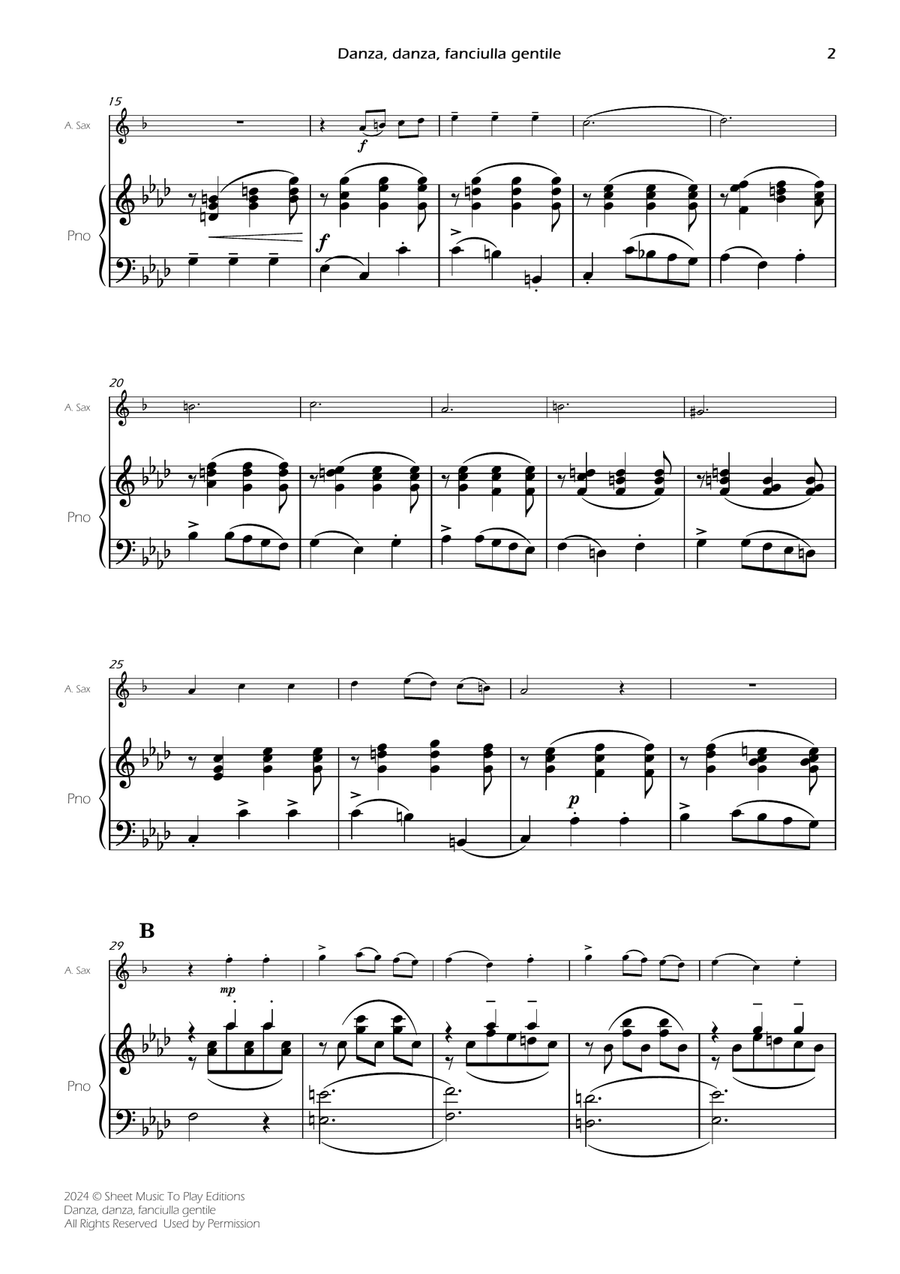 Danza, danza, fanciulla gentile - Alto Sax and Piano (Full Score and Parts) Alto Saxophone scores gallery preview page 4