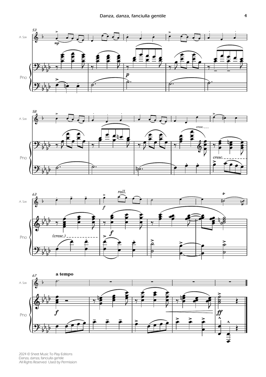 Danza, danza, fanciulla gentile - Alto Sax and Piano (Full Score and Parts) Alto Saxophone scores gallery preview page 6