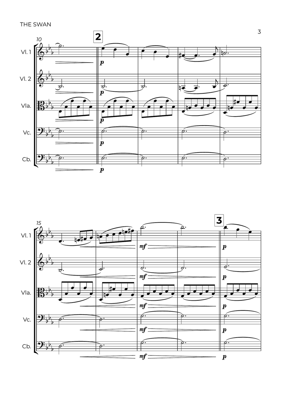The Swan (easy) - Saint-Saëns - STRING ORCHESTRA String Orchestra scores gallery preview page 3