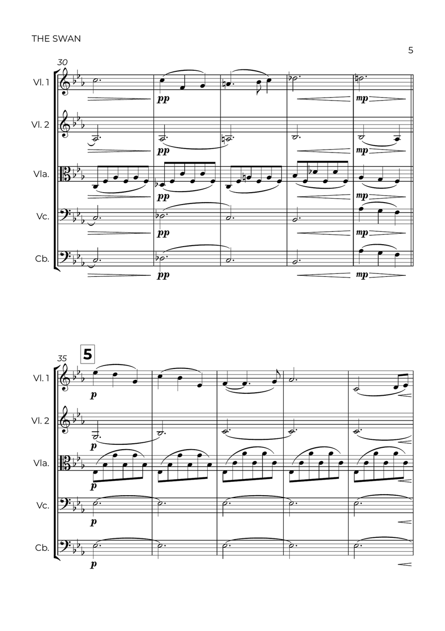 The Swan (easy) - Saint-Saëns - STRING ORCHESTRA String Orchestra scores gallery preview page 5