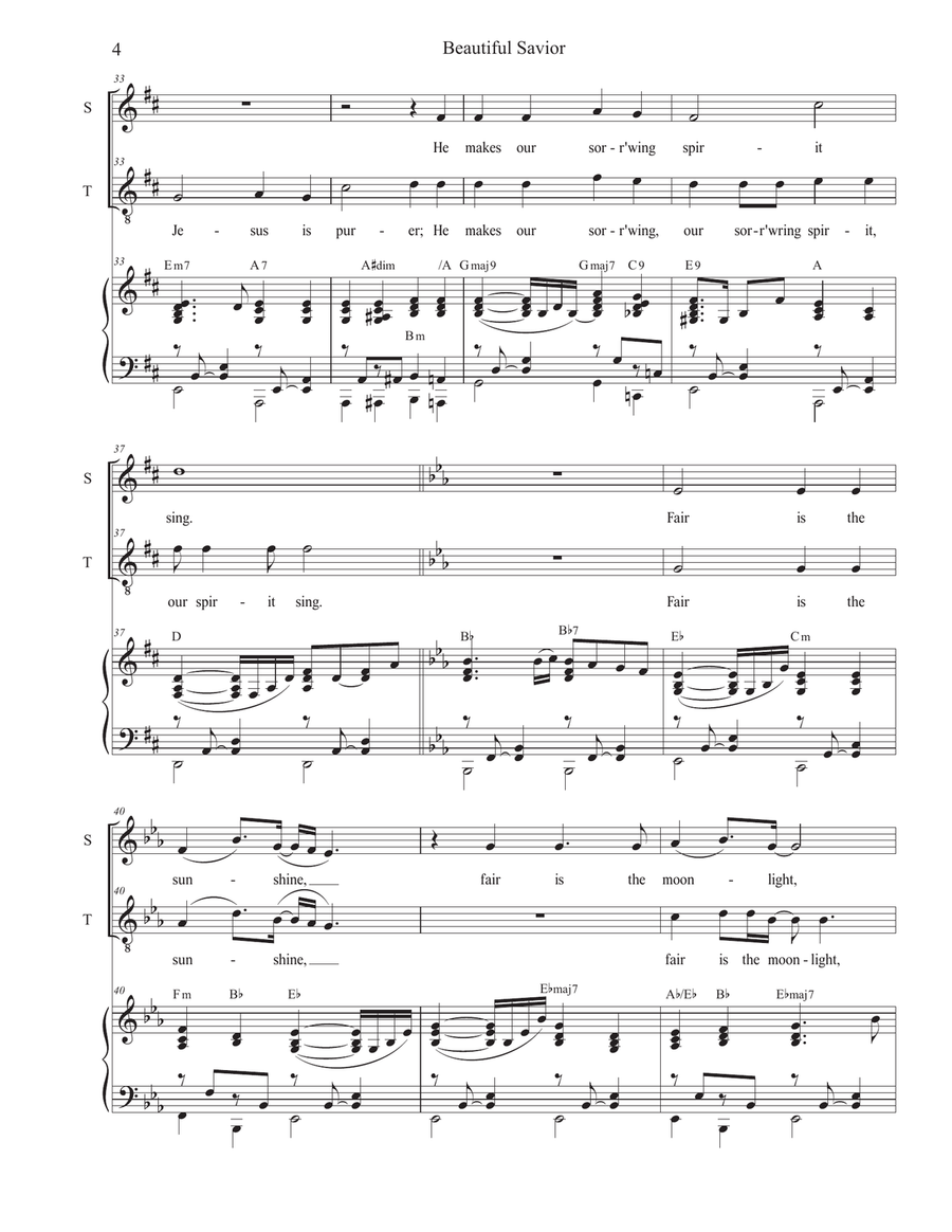 Beautiful Savior (Duet for Soprano and Tenor solo) Tenor Voice scores gallery preview page 4