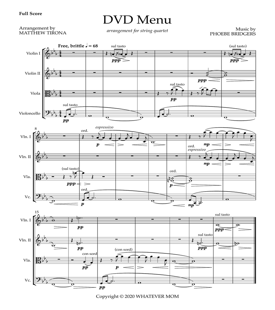 Dvd Menu String Quartet scores gallery preview page 1
