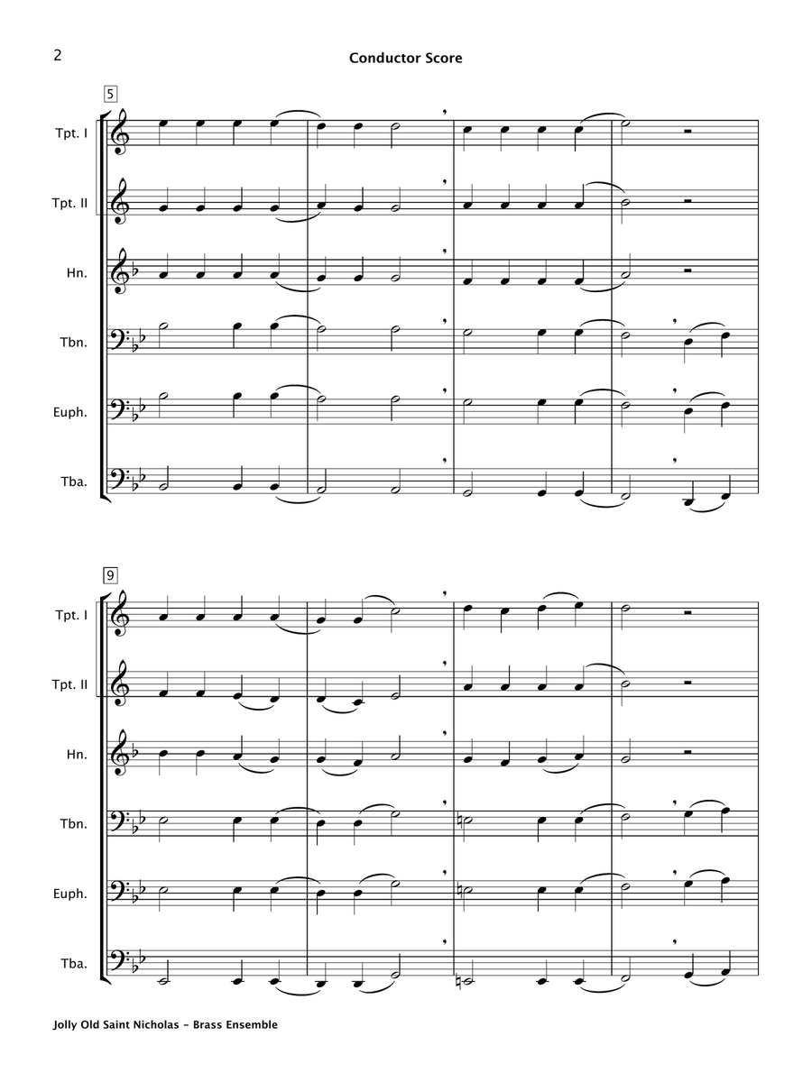 Jolly Old Saint Nicholas (Brass Ensemble) Brass Ensemble scores gallery preview page 3