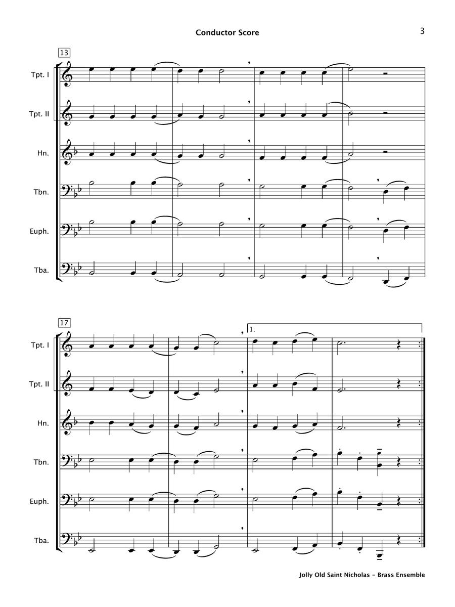 Jolly Old Saint Nicholas (Brass Ensemble) Brass Ensemble scores gallery preview page 4