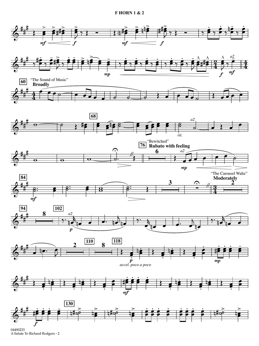 A Salute To Richard Rodgers (arr. Ted Ricketts) - F Horn 1 & 2 by Richard Rodgers Full Orchestra - Digital Sheet Music page 2