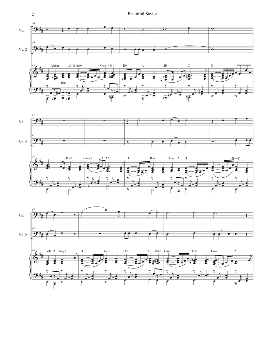 Beautiful Savior (Cello Duet) String Duet scores gallery preview page 2