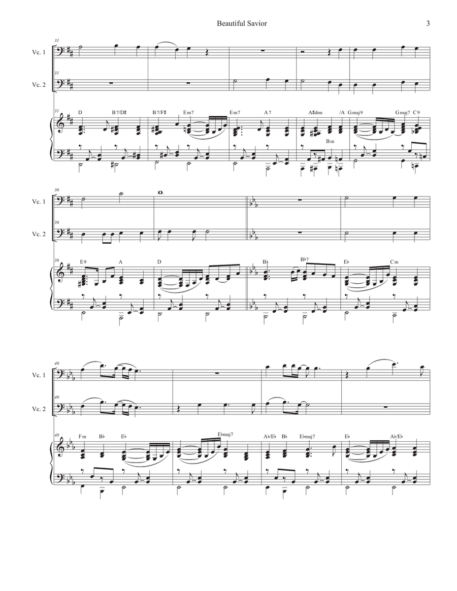 Beautiful Savior (Cello Duet) String Duet scores gallery preview page 3