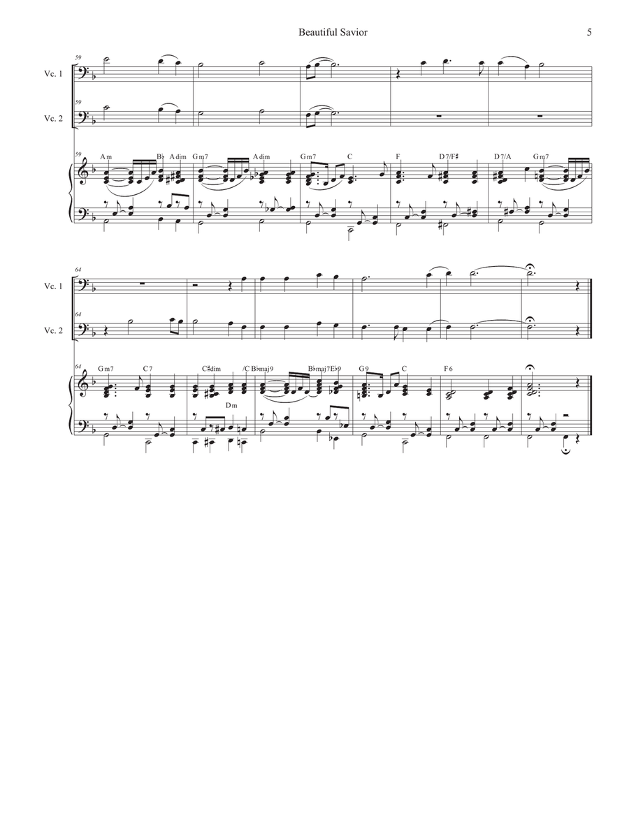 Beautiful Savior (Cello Duet) String Duet scores gallery preview page 5
