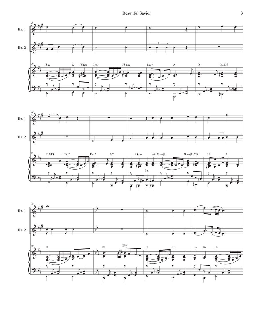 Beautiful Savior (French Horn Duet) Brass Duet scores gallery preview page 3