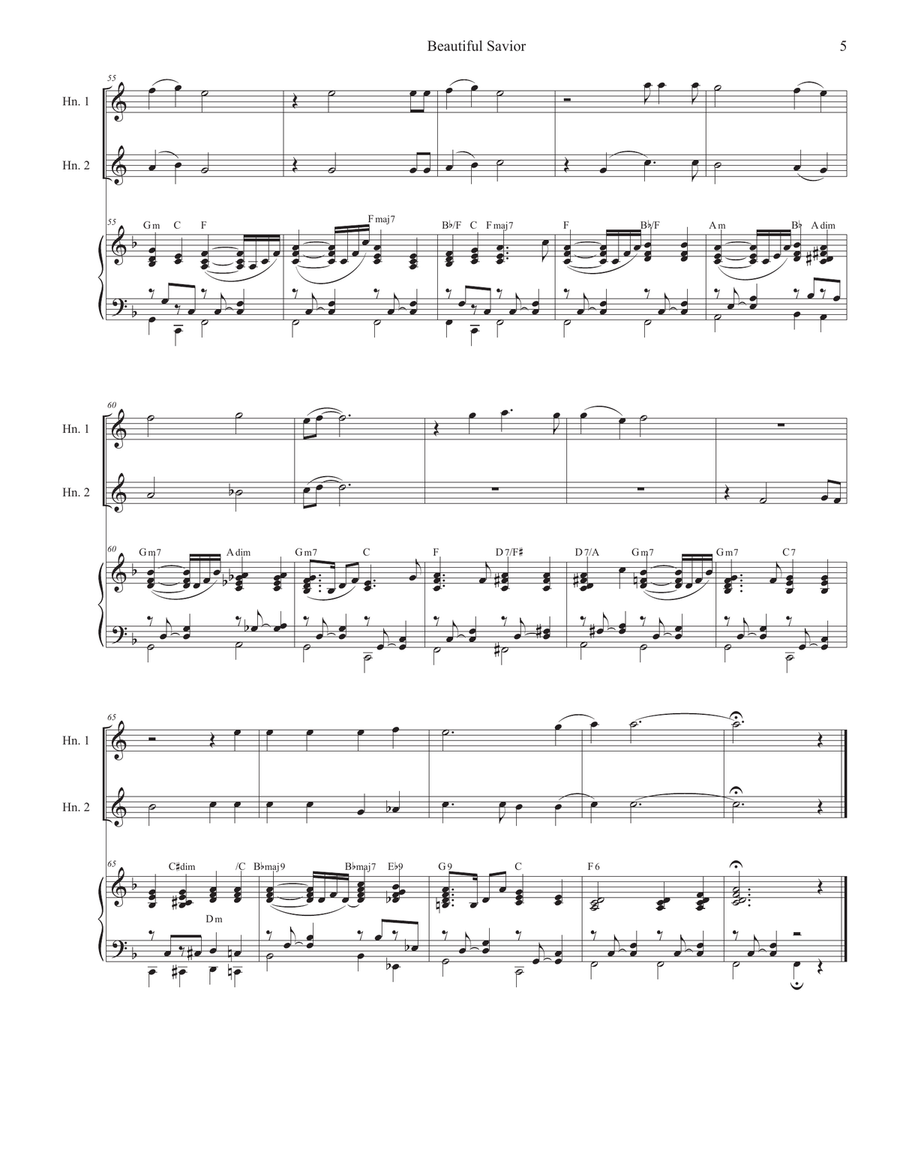 Beautiful Savior (French Horn Duet) Brass Duet scores gallery preview page 5