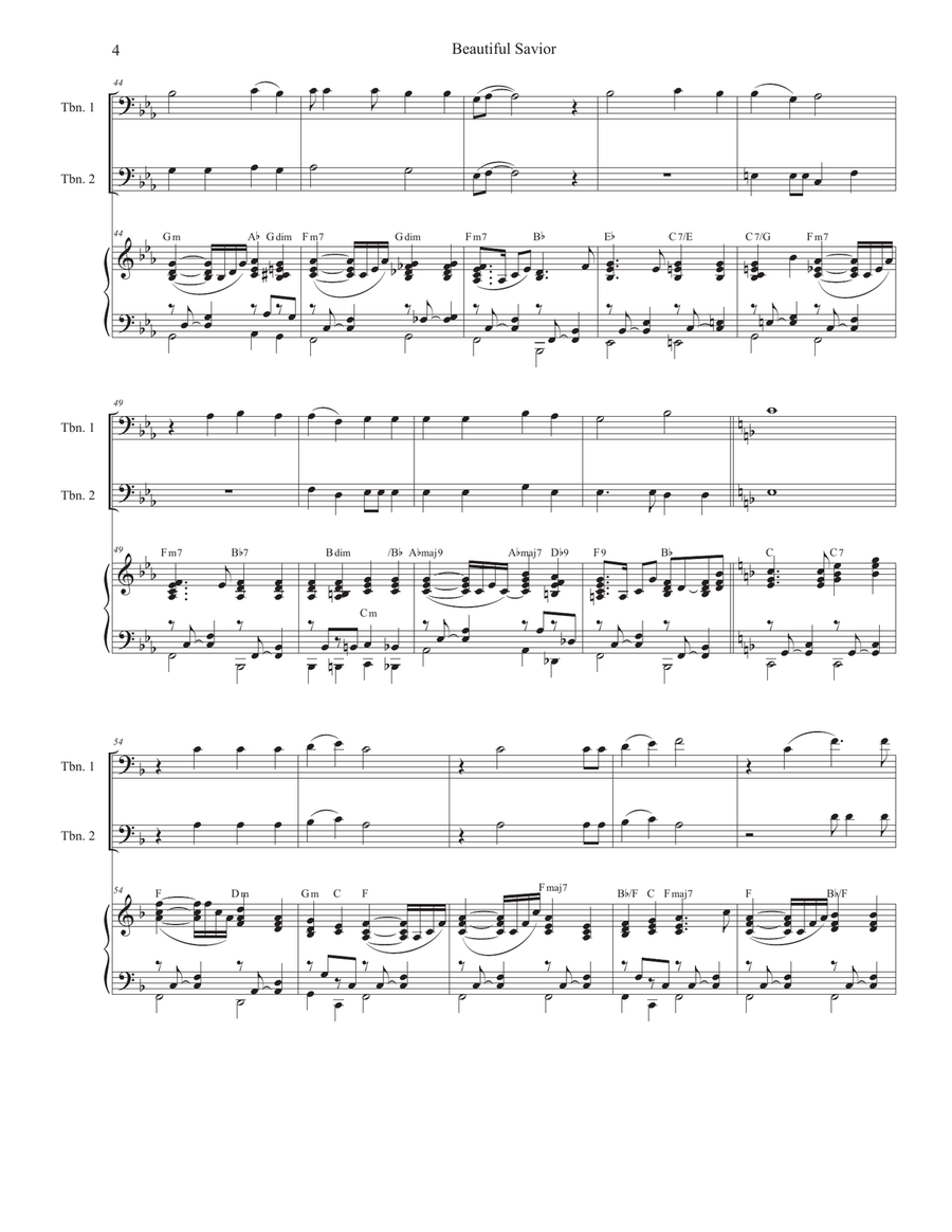 Beautiful Savior (Trombone Duet) Trombone Duet scores gallery preview page 4