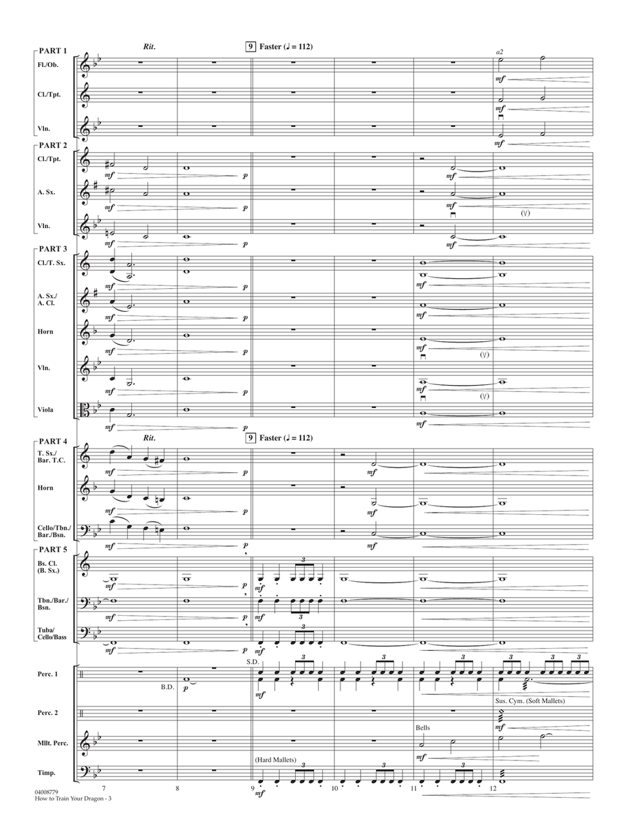 Selections from How To Train Your Dragon (arr. Johnnie Vinson) - Conductor Score (Full Score) Concert Band scores gallery preview page 3