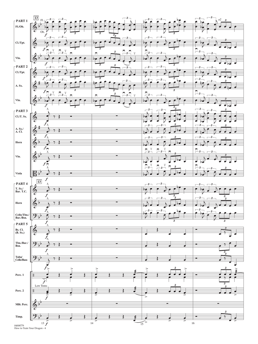 Selections from How To Train Your Dragon (arr. Johnnie Vinson) - Conductor Score (Full Score) Concert Band scores gallery preview page 4