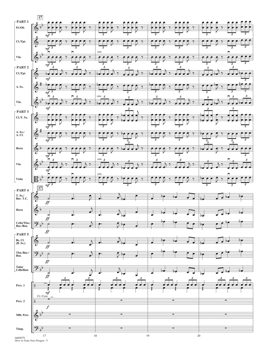 Selections from How To Train Your Dragon (arr. Johnnie Vinson) - Conductor Score (Full Score) Concert Band scores gallery preview page 5