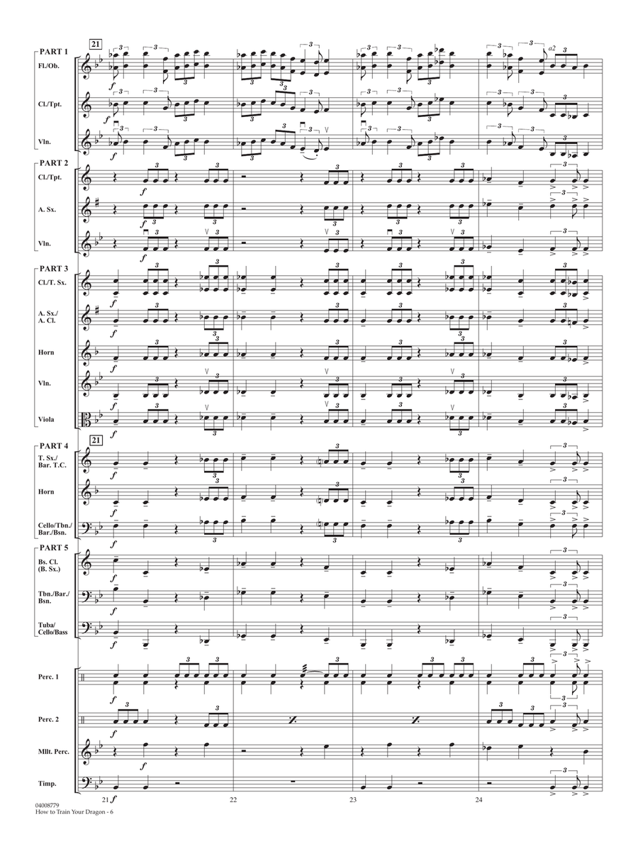 Selections from How To Train Your Dragon (arr. Johnnie Vinson) - Conductor Score (Full Score) Concert Band scores gallery preview page 6
