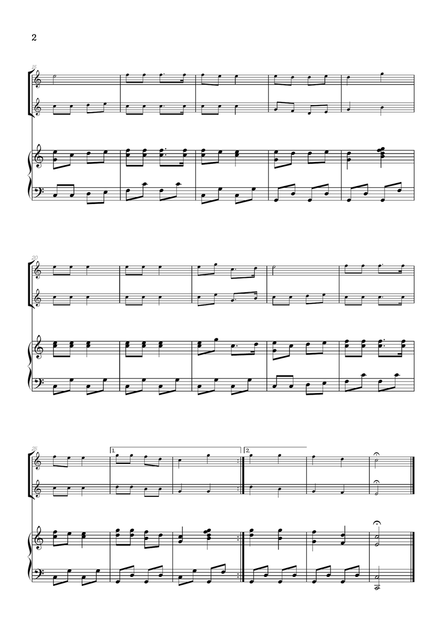 Jingle Bells • Christmas Song | oboe duet sheet music w/ piano accompaniment Woodwind Duet scores gallery preview page 2