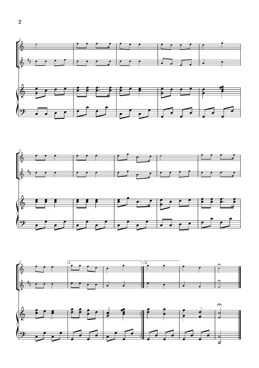 Jingle Bells • Christmas Song | oboe & clarinet duet sheet music w/ piano accompaniment Woodwind Duet scores gallery preview page 2