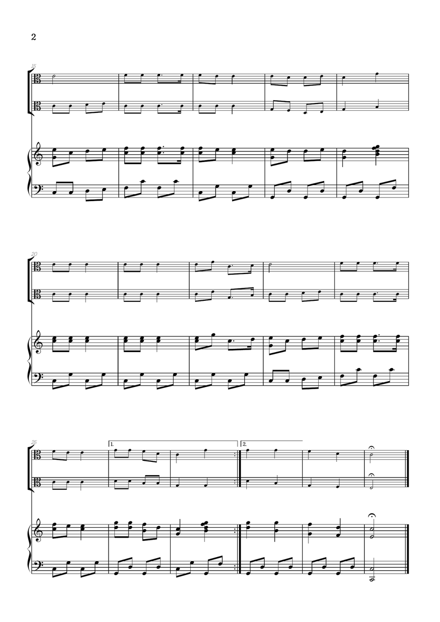 Jingle Bells • Christmas Song | viola duet sheet music w/ piano accompaniment String Duet scores gallery preview page 2