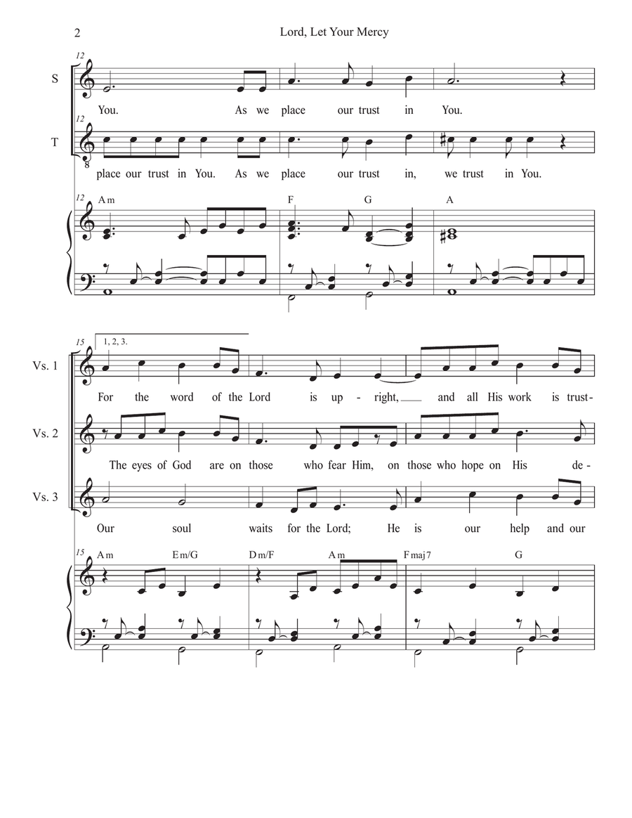 Lord, Let Your Mercy (2-part choir - (Soprano and Tenor) 2-Part scores gallery preview page 2