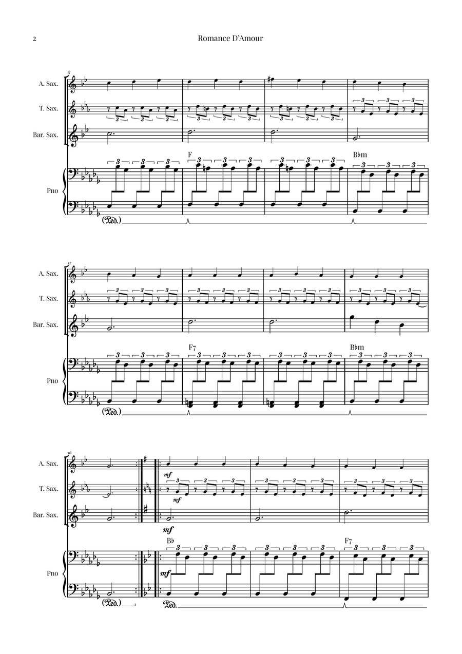 Spanish Romance (Romanza - Romance D'Amor) - Exclusive Sheet Music Arrangement Woodwind Trio scores gallery preview page 2
