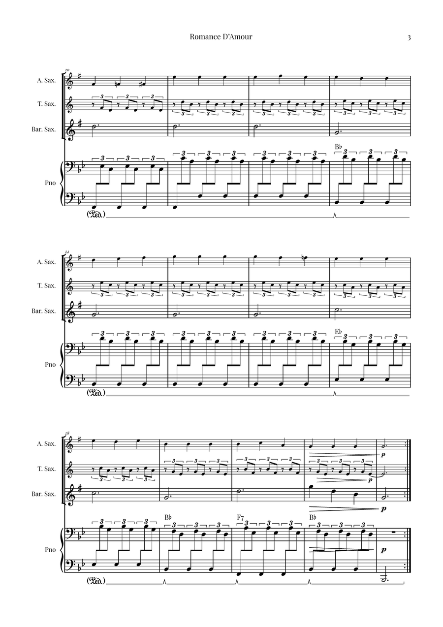 Spanish Romance (Romanza - Romance D'Amor) - Exclusive Sheet Music Arrangement Woodwind Trio scores gallery preview page 3