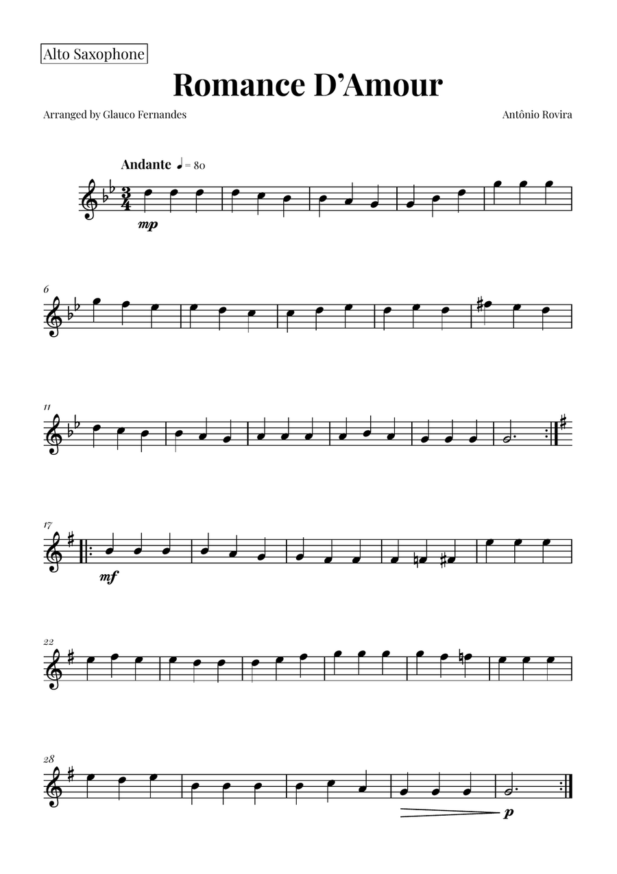 Spanish Romance (Romanza - Romance D'Amor) - Exclusive Sheet Music Arrangement Woodwind Trio scores gallery preview page 4