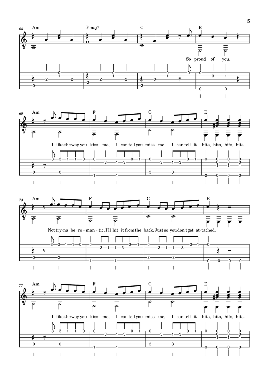 I Like The Way You Kiss Me Acoustic Guitar scores gallery preview page 5