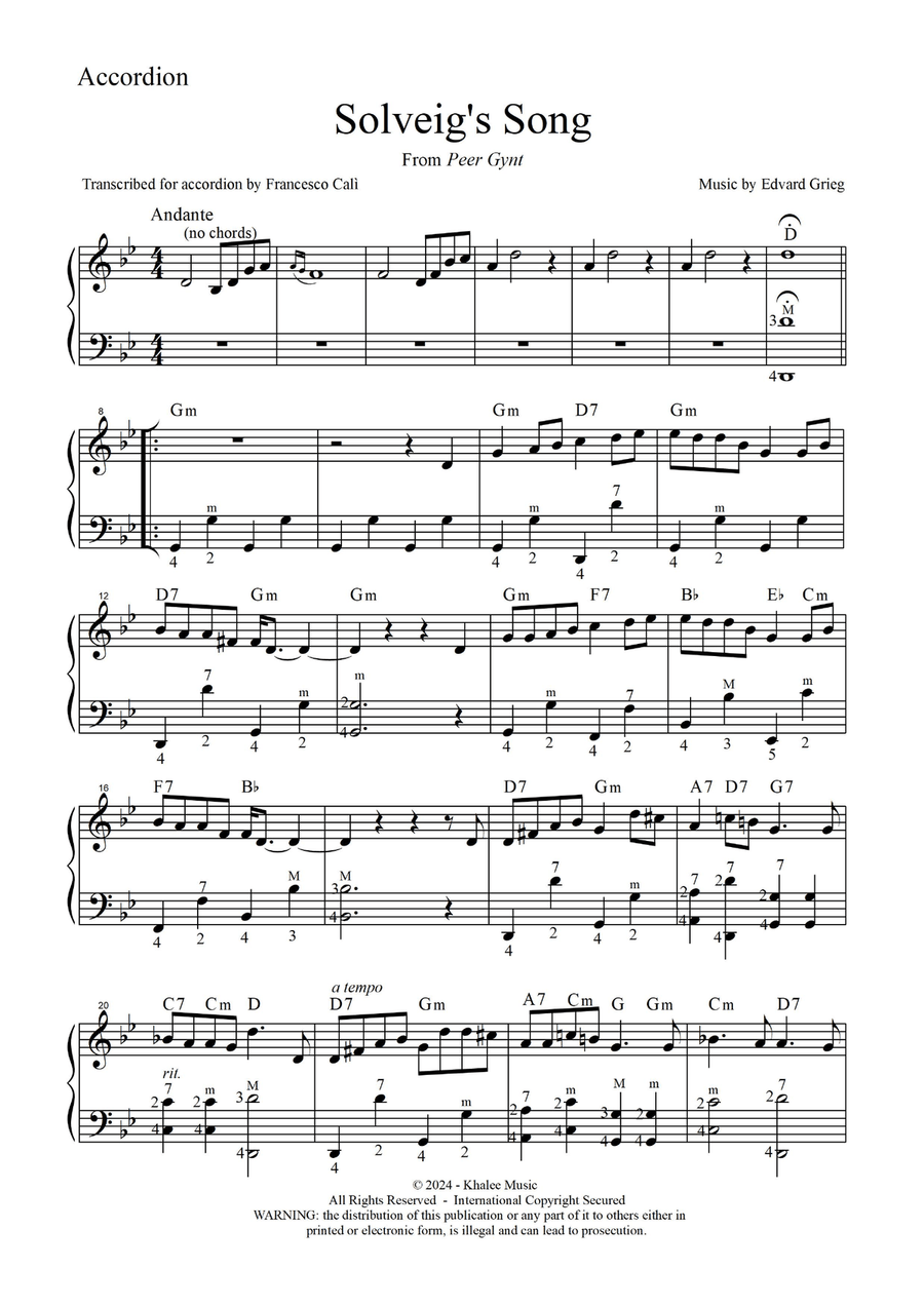 Solveig's song Accordion scores gallery preview page 2
