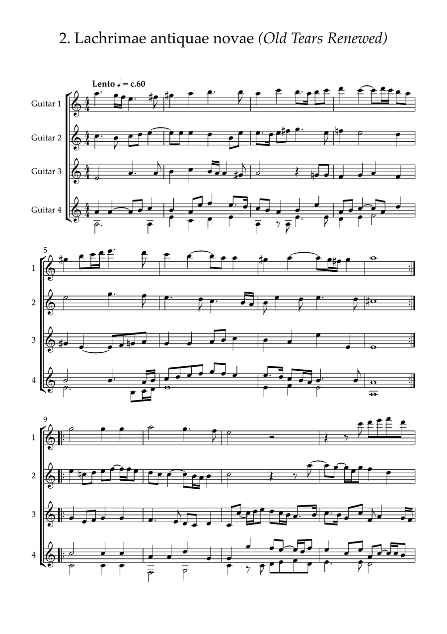 'Lachrimae' Book One (1-7) arranged for guitar quartet Guitar Ensemble scores gallery preview page 6