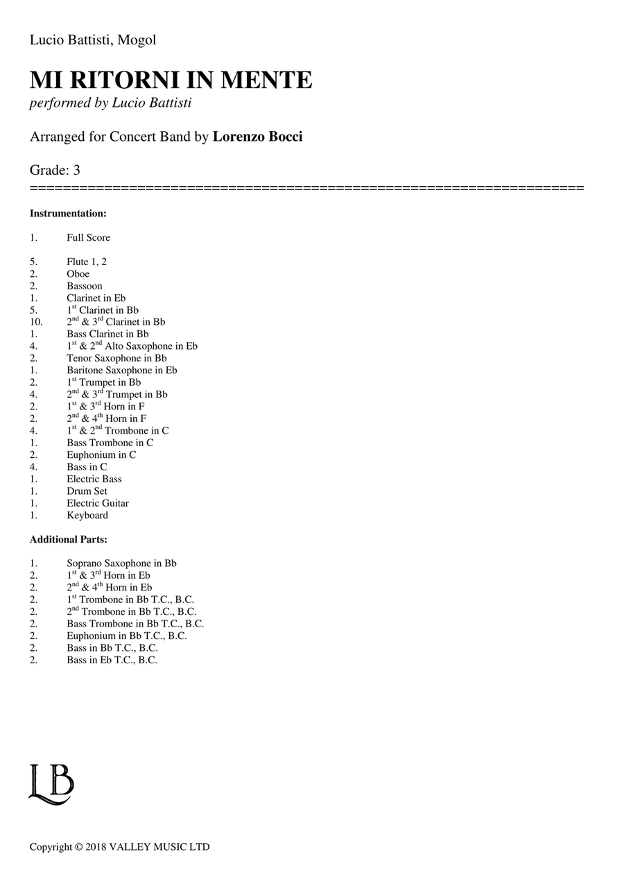Mi Ritorni In Mente Concert Band scores gallery preview page 2