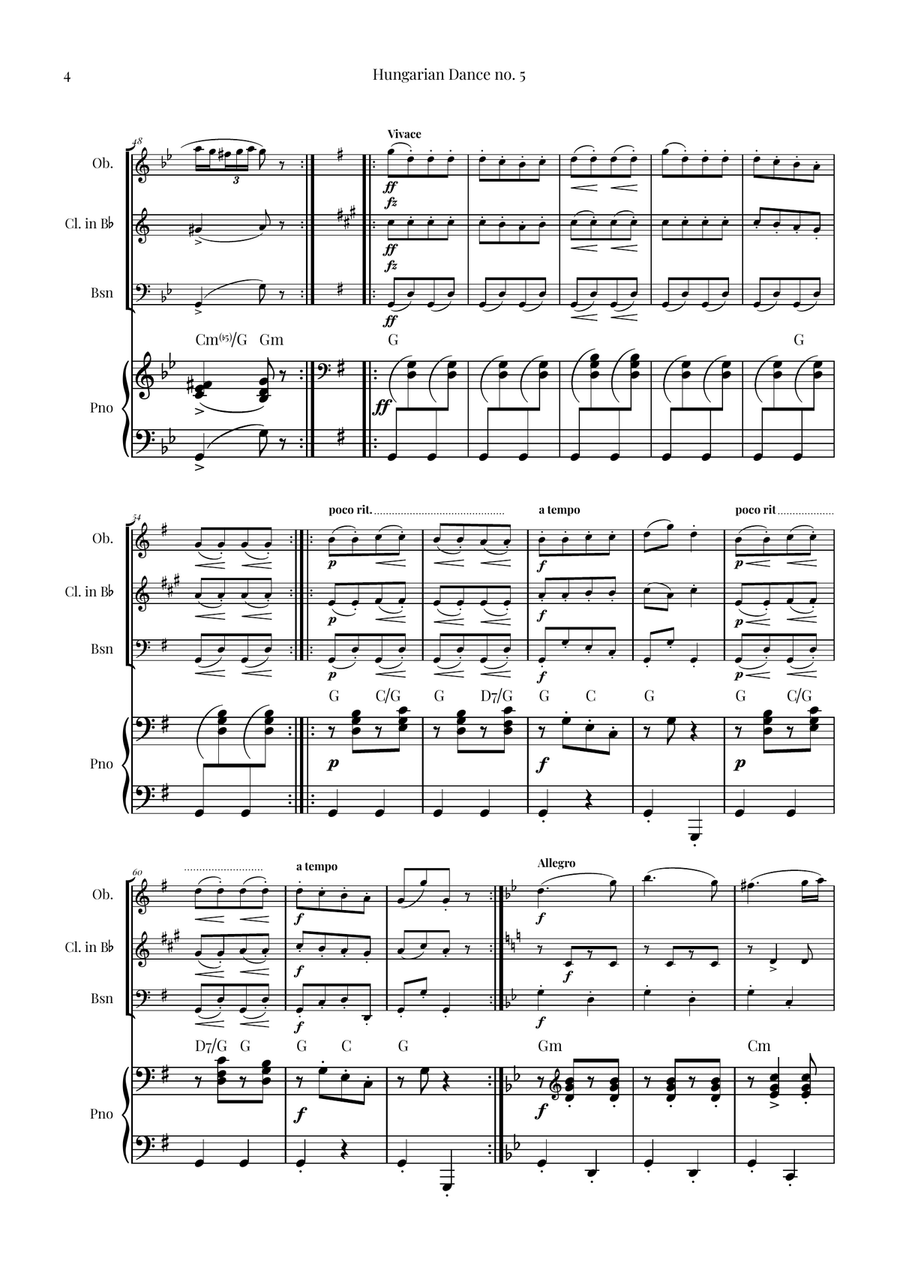 Hungarian Dance No. 5 Woodwind Trio scores gallery preview page 4