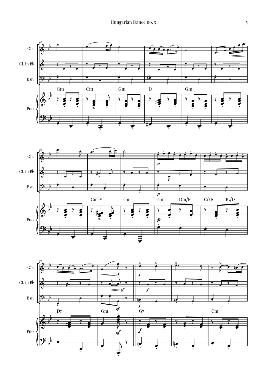 Hungarian Dance No. 5 Woodwind Trio scores gallery preview page 5