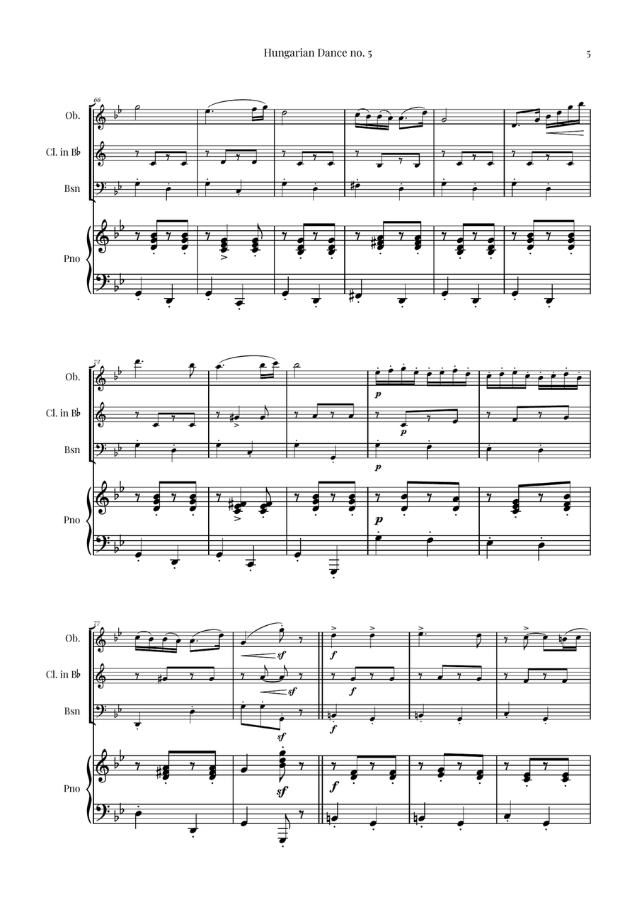 Hungarian Dance No. 5 Woodwind Trio scores gallery preview page 5