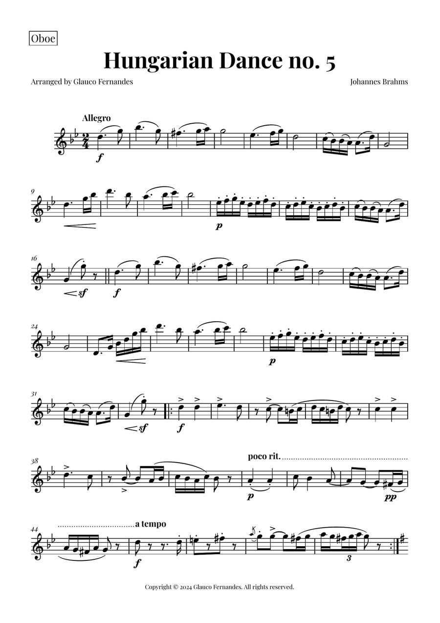 Hungarian Dance No. 5 Woodwind Trio scores gallery preview page 5