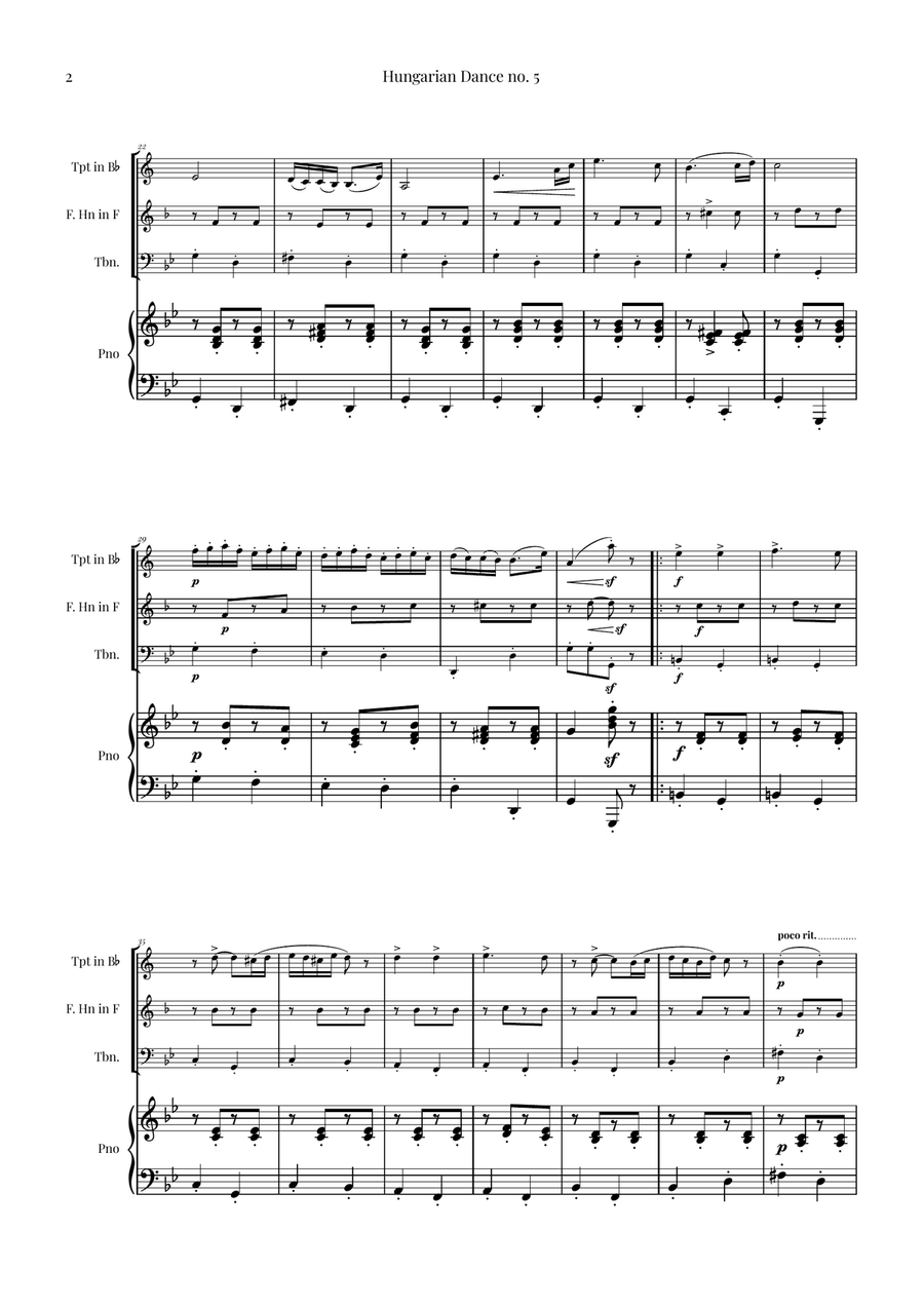 Hungarian Dance No. 5 Brass Ensemble scores gallery preview page 2