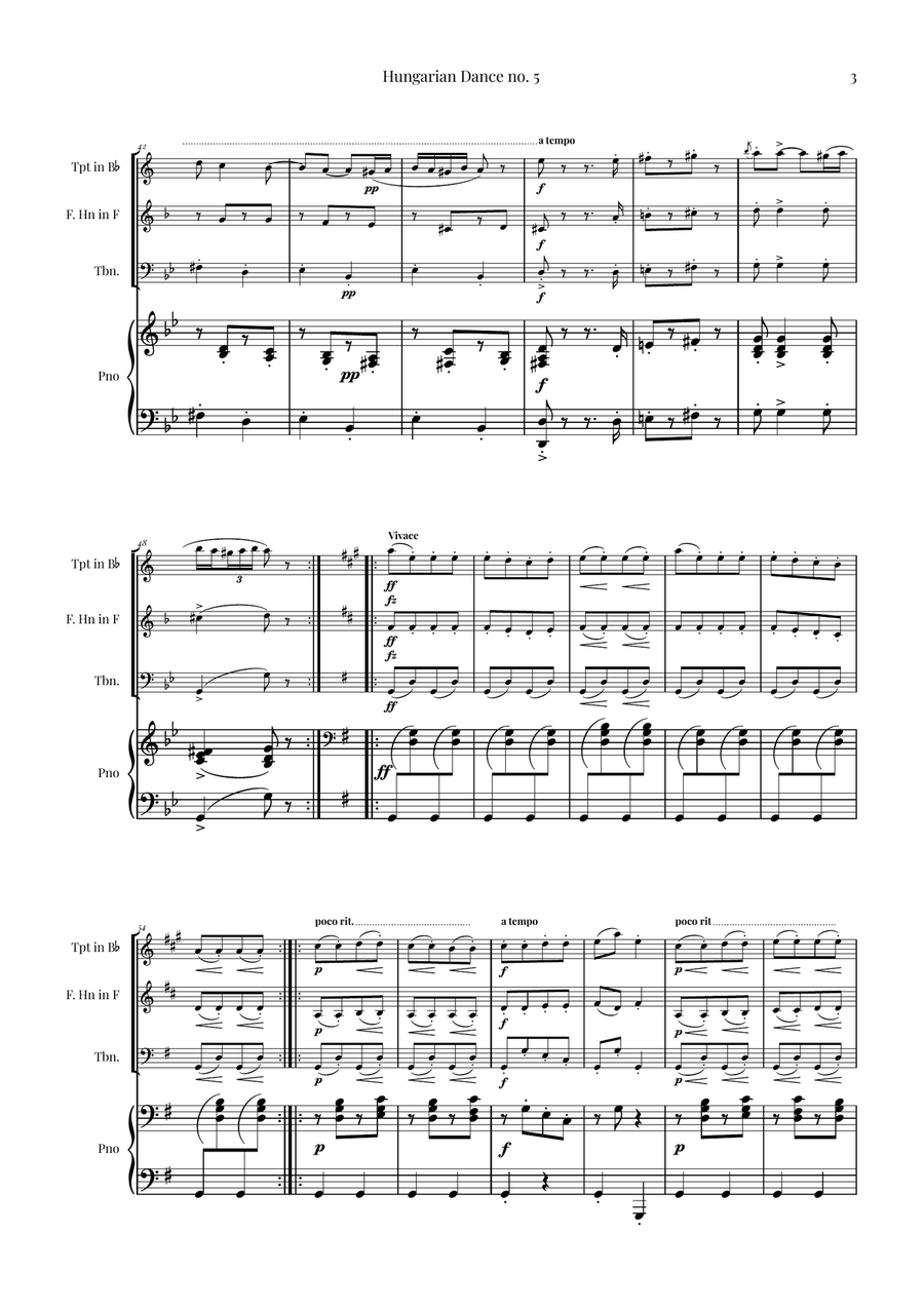 Hungarian Dance No. 5 Brass Ensemble scores gallery preview page 3