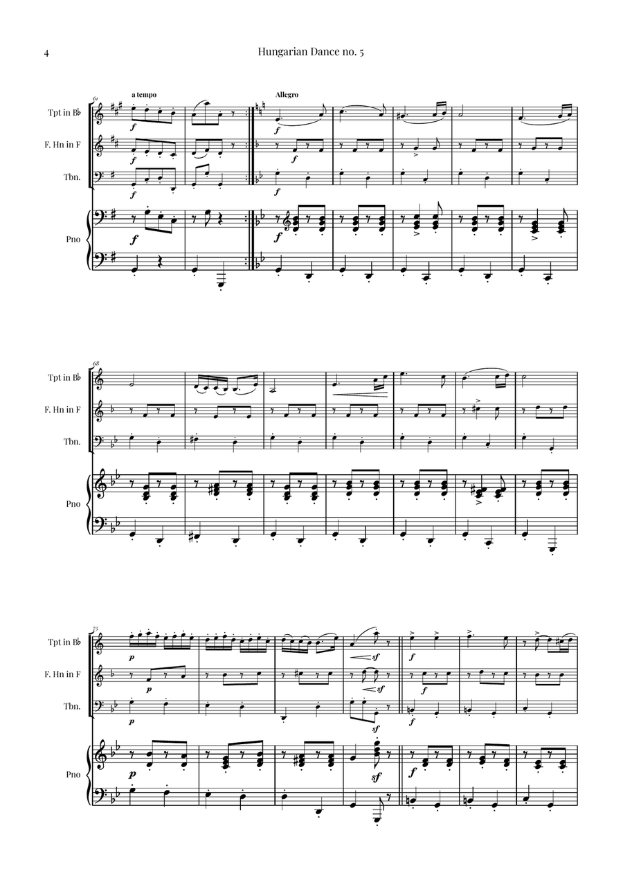 Hungarian Dance No. 5 Brass Ensemble scores gallery preview page 4