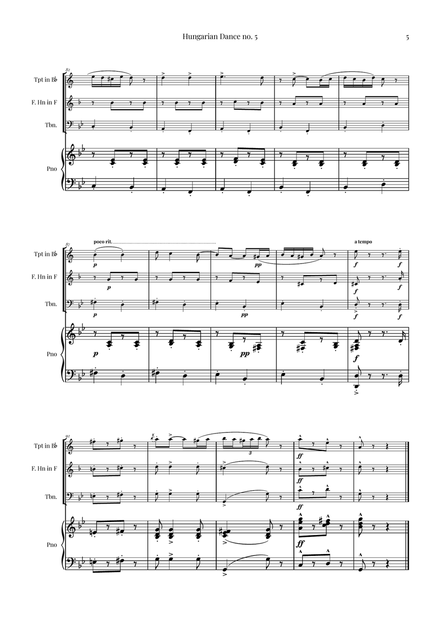 Hungarian Dance No. 5 Brass Ensemble scores gallery preview page 5