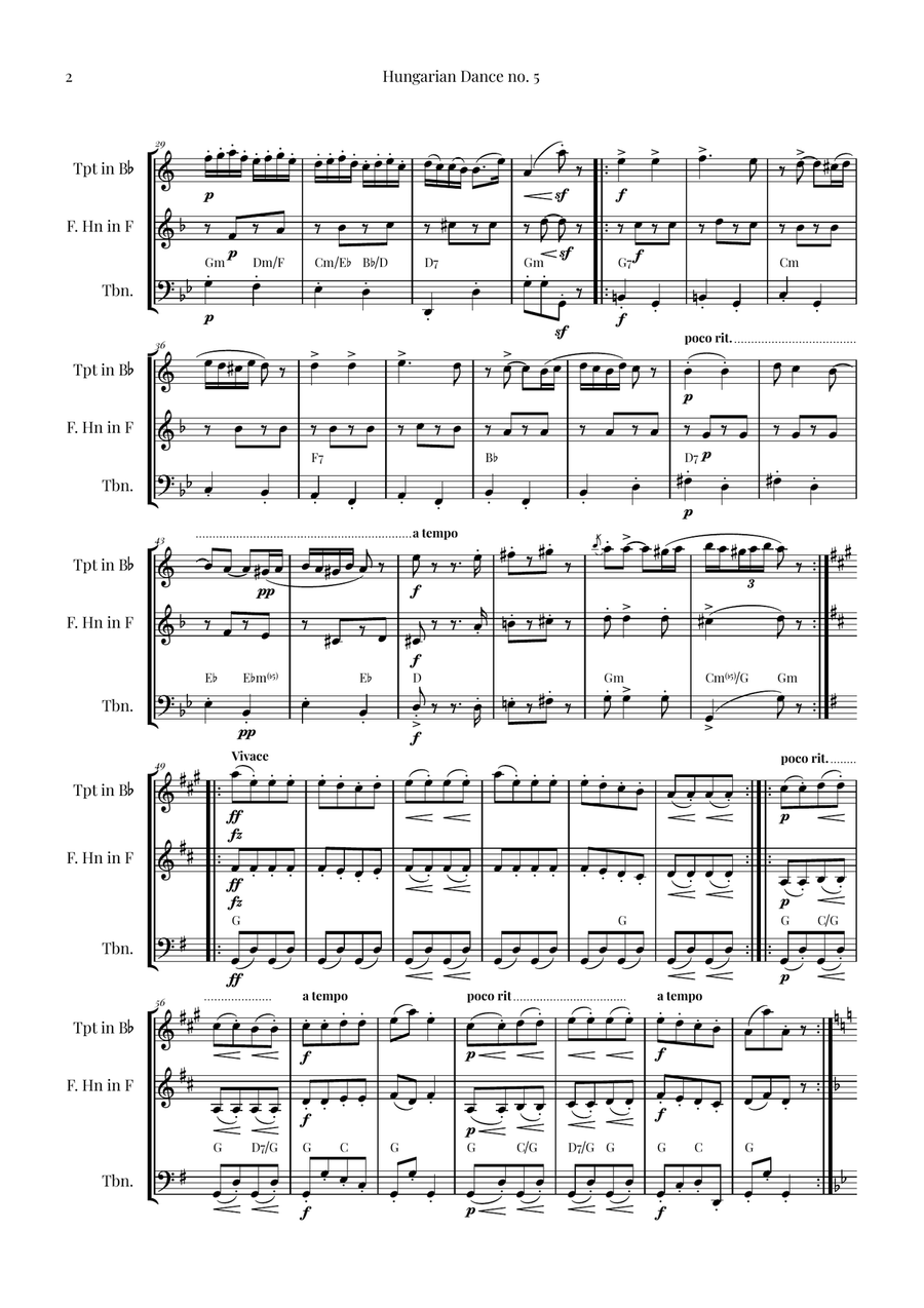 Hungarian Dance No. 5 Brass Ensemble scores gallery preview page 2