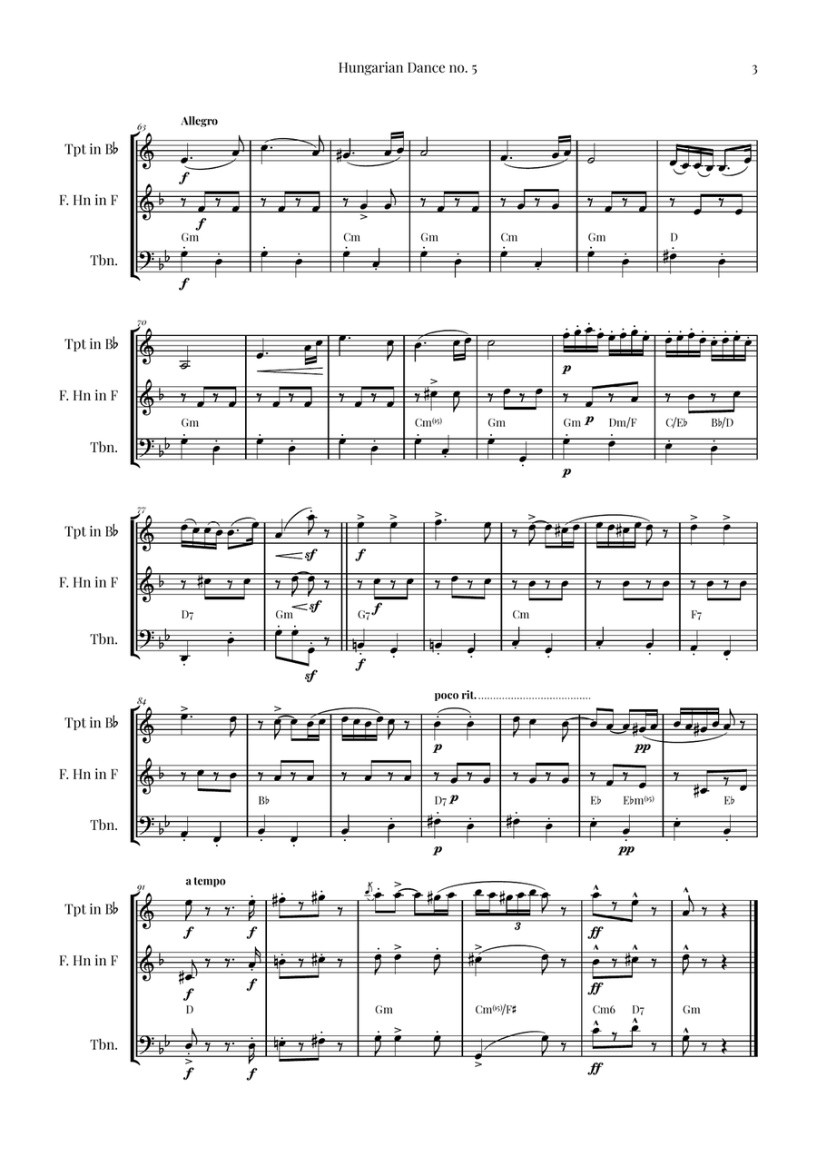 Hungarian Dance No. 5 Brass Ensemble scores gallery preview page 3