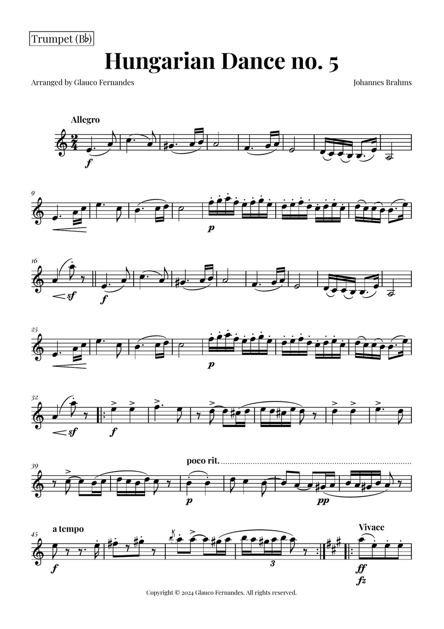 Hungarian Dance No. 5 Brass Ensemble scores gallery preview page 4