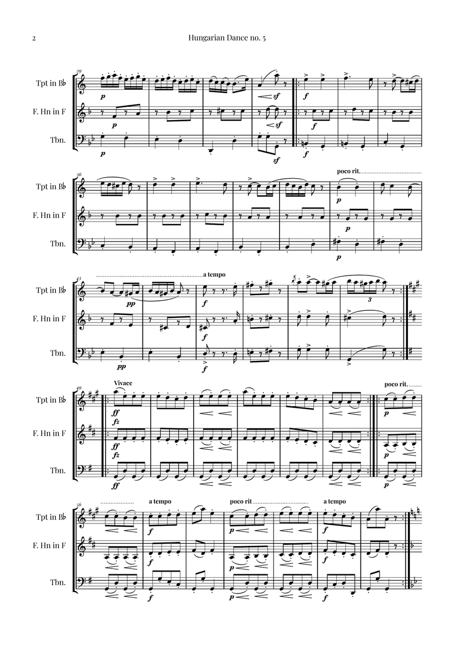 Hungarian Dance No. 5 Brass Ensemble scores gallery preview page 2
