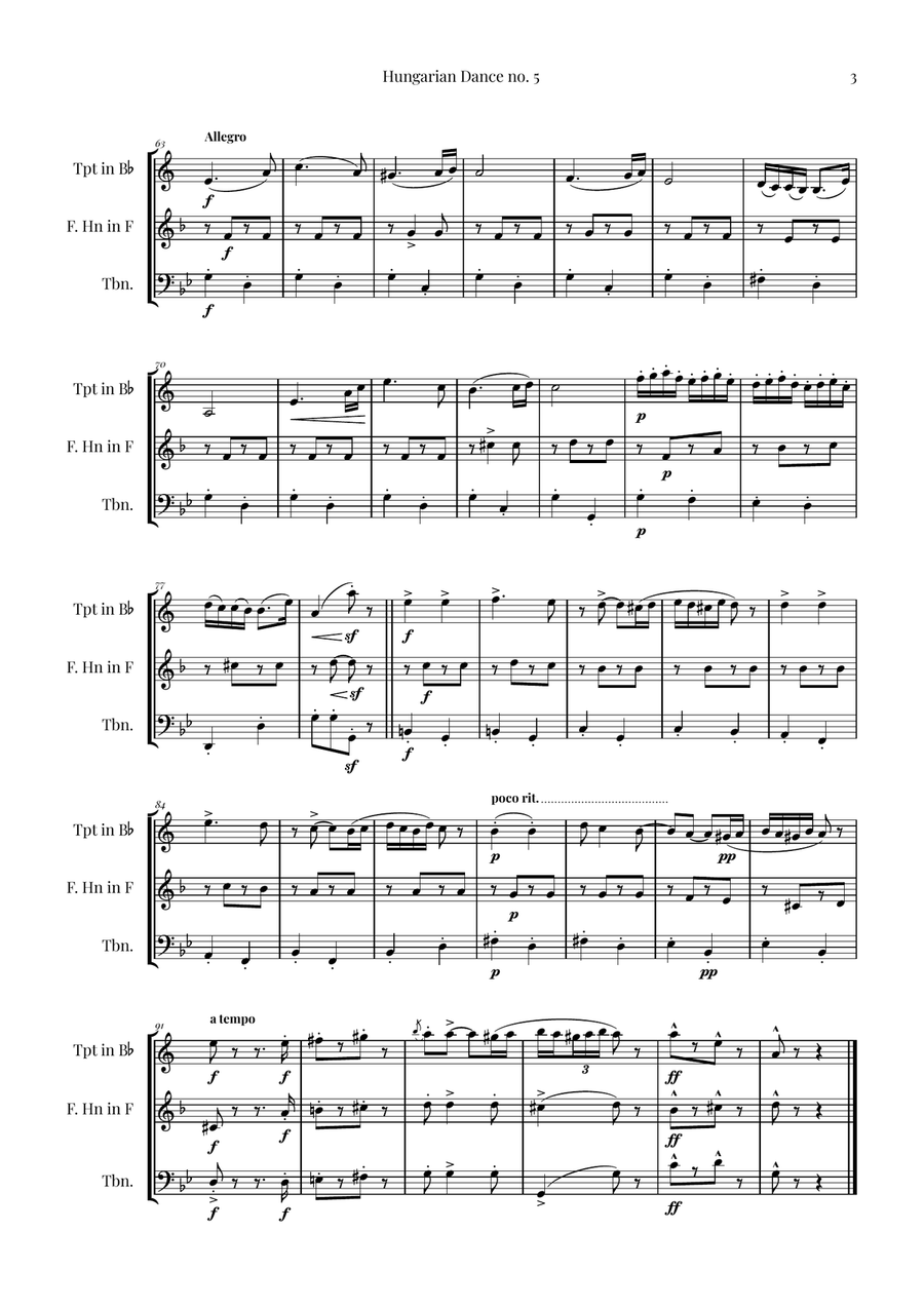 Hungarian Dance No. 5 Brass Ensemble scores gallery preview page 3