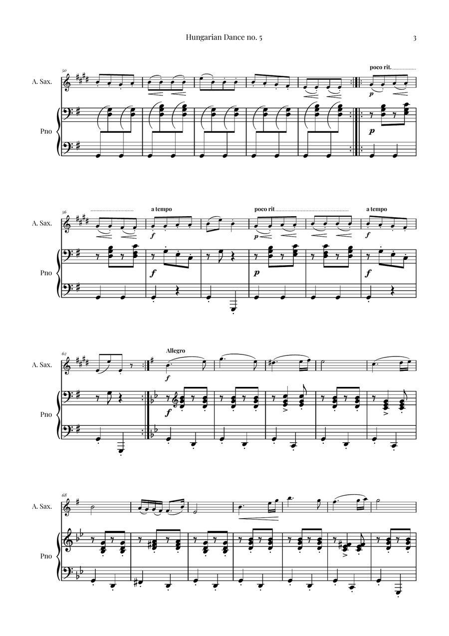 Hungarian Dance No. 5 Chamber Music scores gallery preview page 3