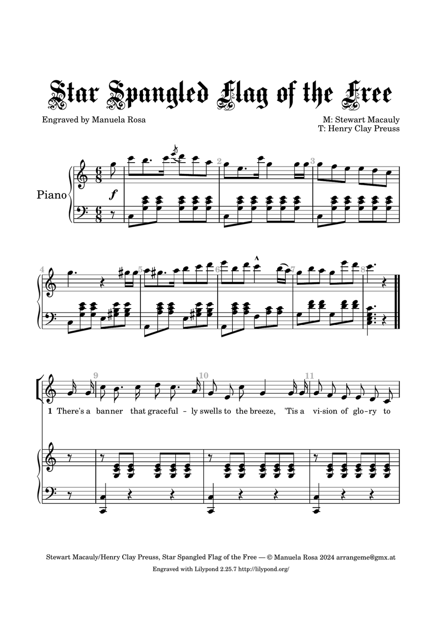 Star Spangled Flag of the Free Piano Method scores gallery preview page 3
