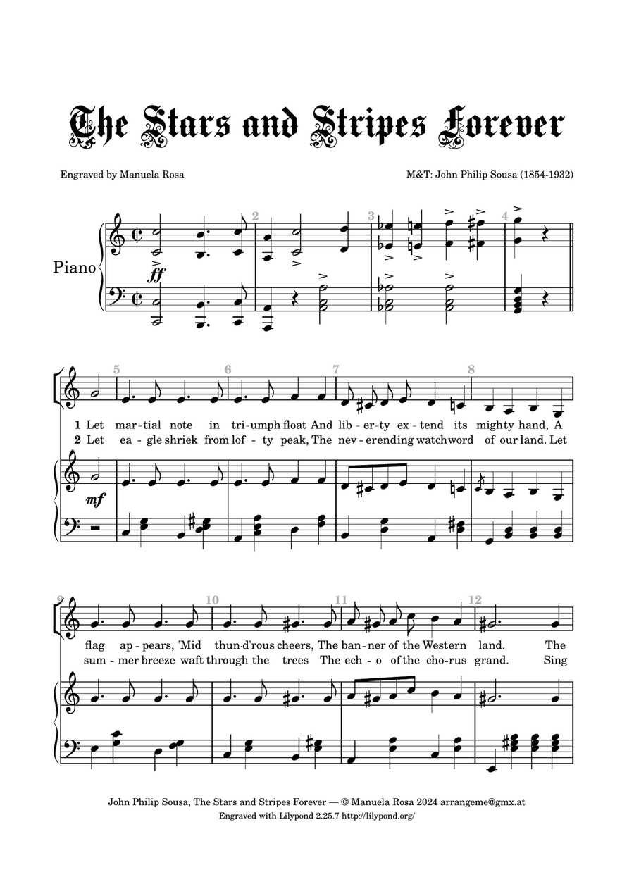 The Stars and Stripes Forever (C major) Piano Method scores gallery preview page 4