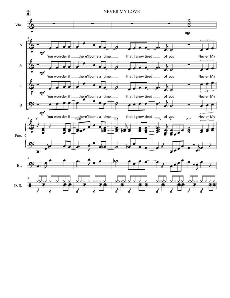 Never My Love Never My Love Divisi scores gallery preview page 2